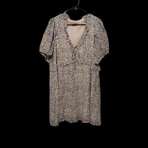 Arula Floral Ruffle Tiered Mini Dress Size B 2XL Babydoll Milkmaid Boho Peasant